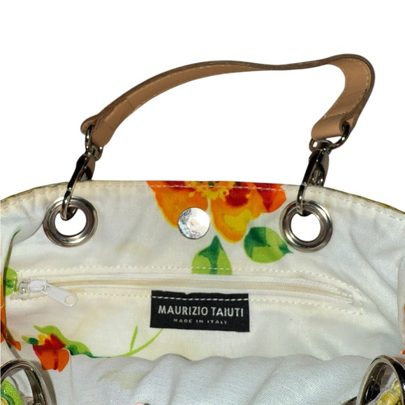 Made in Italy Maurizio Taiuti Neon Yellow Woven Tote Bag European Summer - Picture 8 of 8